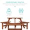 Best Choice Products 6-Person Circular Outdoor Wooden Picnic Table w/ 3 Built-In Benches, Umbrella Hole